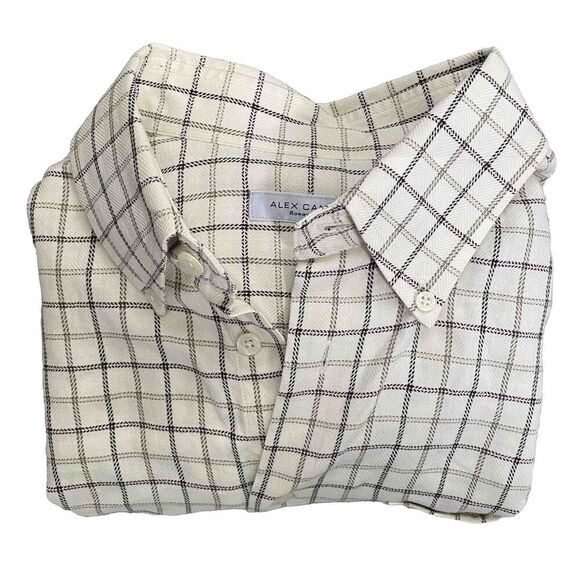 Alex Cannon Cream Check Button Down Shirt Men's Size Large Casual Classic - Picture 15 of 15